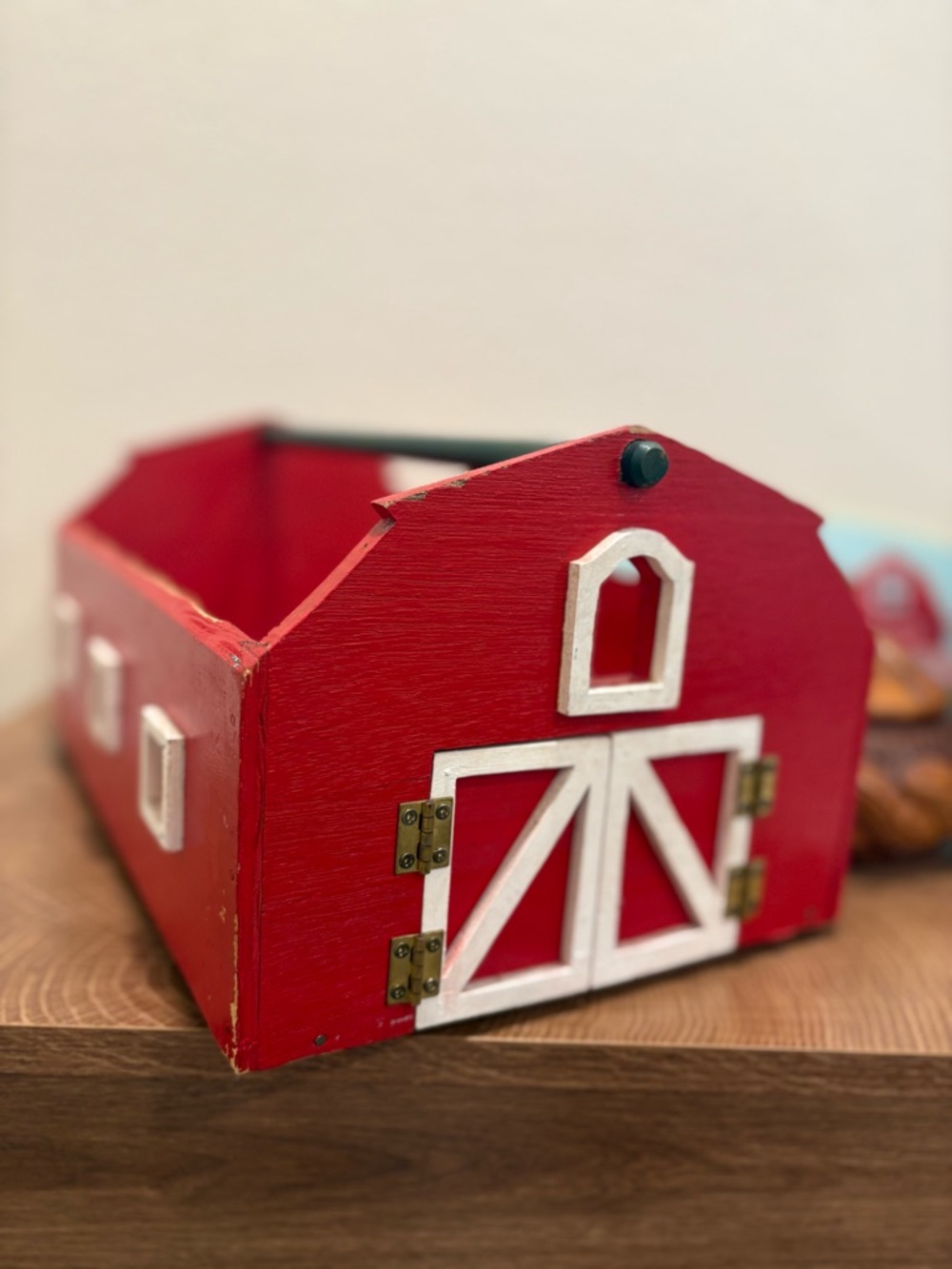 Handcrafted Red Mini Barn Crate with White Trim